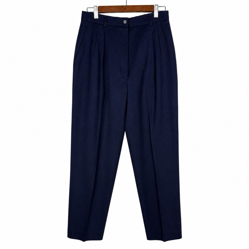 Vintage Pendleton 100% Virgin Wool Pleated Dress Pants Size 10 Navy Lined USA